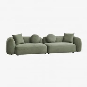 2-częściowa Sofa Modułowa W Tkaninie Coco Szenilowej Tkaniny Szenil Salvia Zieleń - Sklum