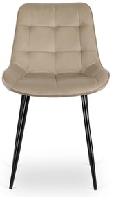 Zestaw Stół Kwadratowy Rozkładany MAX 80-160 cm Dąb Craft/Czarny i 6 Krzeseł Tapicerowanych CHRIS Beżowych Nowoczesnych