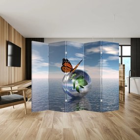 Parawan - Motyl na szklanej kuli (210x170 cm)