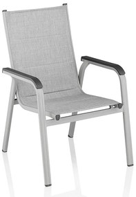 Krzesło ogrodowe aluminiowe Basic Plus Padded srebrno-jasnoszary KETTLER