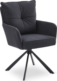 Krzesło Tapicerowane Obrotowe do Salonu CITY Czarne Sztruksowe Nowoczesne