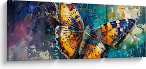 Obraz - Motyl, obraz olejny (z zegarem) (90x30 cm)