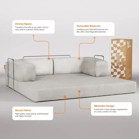 Beżowa rozkładana sofa z materiału bouclé 180 cm Bloom – TemaHome