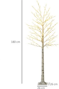 HOMCOM LED Drzewo 180 cm, Drzewo Świetlne, Wiśniowe z 180 diodami LED, 3 poziomy jasności