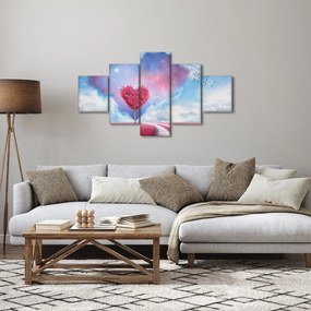 Obraz - Drzewo z różowym sercem (125x70 cm)