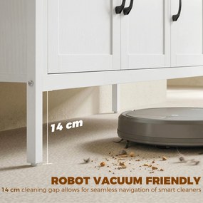 HOMCOM Komoda z regulowanymi półkami, bufet z szufladami, 95 cm, biały | Aosom PL