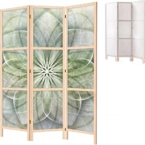 Parawan pokojowy 3-częściowy 135x172 drewniany japoński Jednostronny dekoracyjny boho zen Szary Zielona Mandala Życia