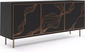 Komoda Gambia 164 cm – nowoczesna, elegancka, glamour, metalowy stelaż, 3-drzwiowa