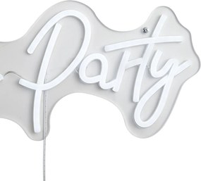 Neonowa lampa ścienna biała z LED - Let's Party