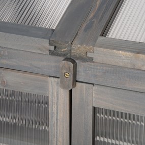 Outsunny Mini Szklarnia z Drewna, Mała Szklarnia z Oknami i Podwójnymi Drzwiami, 3 Półki, 70Dł x 50Szer x 120Wys cm, Szara