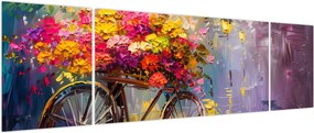 Obraz - Koło z kwiatami (170x50 cm)