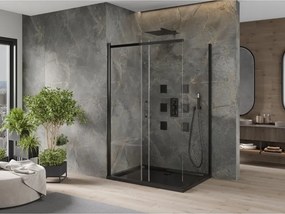 Mexen Omega kabina prysznicowa rozsuwana 100 x 80 cm, transparent, czarna + brodzik Flat, czarny - 825-100-080-70-00-4070B