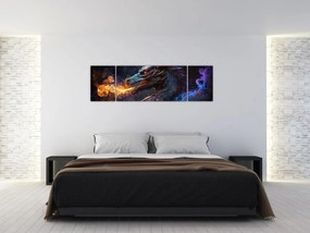 Obraz - Smok plujący płomieniami (170x50 cm)