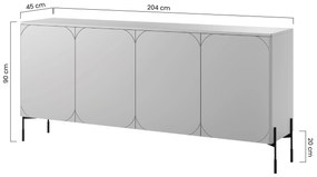 Komoda czterodrzwiowa na metalowych nogach Sonatia 200 cm - kaszmir