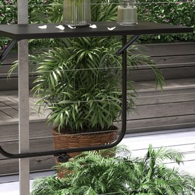 Outsunny Stolik balkonowy, dla balustrad o grubości 6-15 cm, regulowany, składany, odporny na rdzę, metal, 62x60x85,5 cm, czarny | Aosom PL