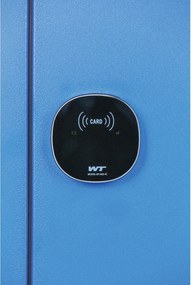 Szafka ubraniowa S1 z ławką, 2-drzwiowa, 1875 x 600 x 500/800 mm, zamek RFID, drzwi ciemnoszare