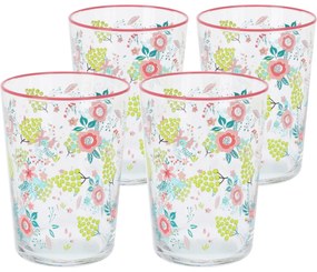 4-częściowy zestaw szklanek Flowers &amp; Fruits510 ml, różowy
