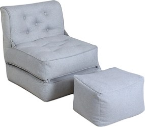 Fotel rozkładany z podnóżkiem z jasnoszarej tkaniny ZONIRA