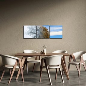 Obraz - Zmiana pór roku (z zegarem) (90x30 cm)