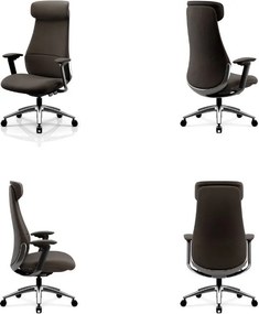 Ergonomiczny fotel biurowy tapicerowany Command, brązowa tkanina