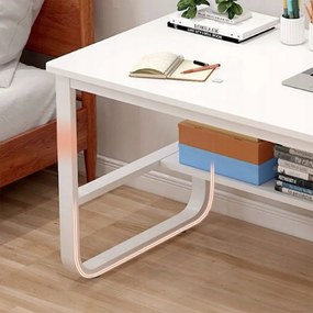 Minimalistyczne białe biurko z półkami - 120x50x73 cm, idealne do małych przestrzeni, pracy i nauki