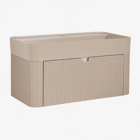 Zestaw Mebli Łazienkowych 80x40 Cm Wiszący Zintegrowany Z Umywalką Saioa Matowy Beż - Sklum