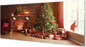 Panel szklany do Kuchni Przytulny Salon z Kominkiem