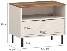 Szafka nocna z szufladą na nóżkach kaszmir + dąb castello D5-P55