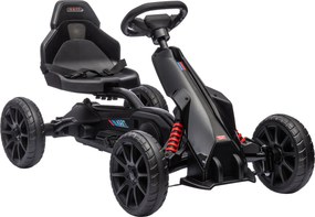 HOMCOM Gokart dla dzieci z regulowanym siedzeniem, pojazd na pedały, gokart z hamulcem ręcznym, 3-8 lat, zabawa na świeżym powietrzu, Czarny