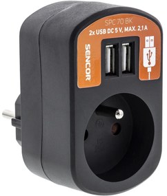 Retlux RPC 70 BK Gniazdo czarny, 2x Sencor USB