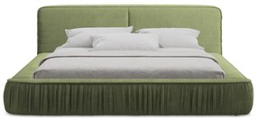 Zielone tapicerowane łóżko dwuosobowe ze schowkiem i stelażem 180x200 cm Keoni – Makamii