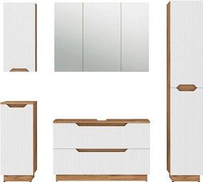 Zestaw mebli łazienkowych dąb/białe paski 99.4x32x62.5 lotta