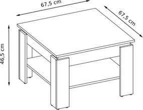 Ława Kwadratowa z Półką do Salonu MIRLO 67,5 cm Dąb sonoma Nowoczesna