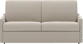 Kanapa 2-osobowa rozkładana typu express z beżowej tkaniny z siedziskiem z pianki z pamięcią kształtu - Powierzchnia 120 cm - Materac 18 cm CALIFE