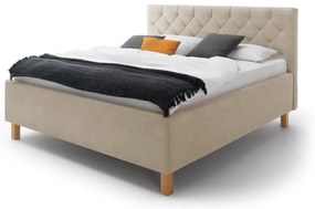 Beżowe tapicerowane łóżko dwuosobowe ze schowkiem i stelażem 180x200 cm San Remo – Meise Möbel