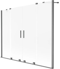 Mexen Velar Duo parawan nawannowy 2-skrzydłowy rozsuwany 200 x 150 cm, szron, gun gray szczotkowany - 896-200-000-32-66