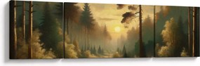 Obraz - Słońce świecące przez las (170x50 cm)