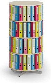 Regał obrotowy na segregatory, 4 półki, brzoza