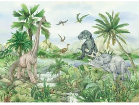 Fototapeta dla dzieci Colourful Dino 252 x 182 cm,4 części