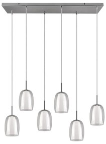 Lampa wisząca w srebrnym kolorze ze szklanym kloszem Barret – Trio Select