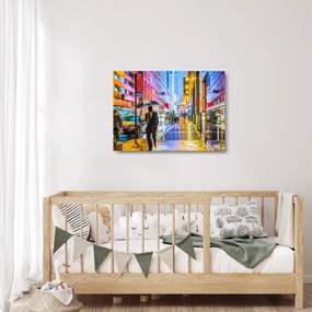 Obraz na szkle - Miasto w neonowym blasku (70x50 cm)