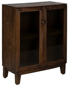 Brązowa witryna z litego drewna mango 80x100x40 cm Ravi – Ixia