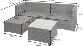 Zestaw polirattanowy MCW-F57 (3-częściowy),  czarny, poduszki ciemnoszare bez poduszek dekoracyjnych