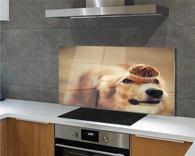 Panel Kuchenny Szklany Słodki Piesek i Babeczka