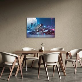 Obraz na szkle - samochód wyścigowy w nocy (70x50 cm)