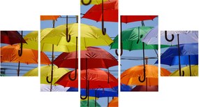 Obraz kolorowych parasoli (125x70 cm)