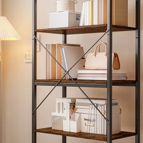 Biblioteka industrialna w stylu loftowym – 66 x 30 x 153 cm, rustykalne MDF i metalowa rama