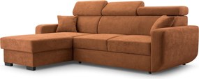 Masseno Narożnik CASTELLO z funkcją spania i pojemnikiem na pościel Narozniki L, Rozkładana sofa - Miedziany, VELO 627