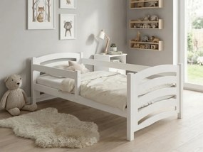Łóżko dziecięce MELA 80 x 160 cm, białe Stelaż: Ze stelażem listwowym rolowanym elastycznym, Materac: Materac COCO 10 cm