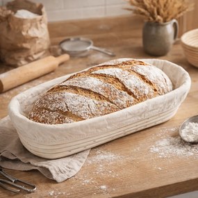 HOME ELEMENTS Owalny koszyk z wkładem z tkaniny, 35 x 14 cm x 7,5 cm, L